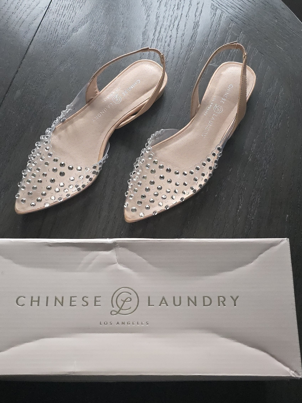 Chinese Laundry Nude Studded Slingback Flats